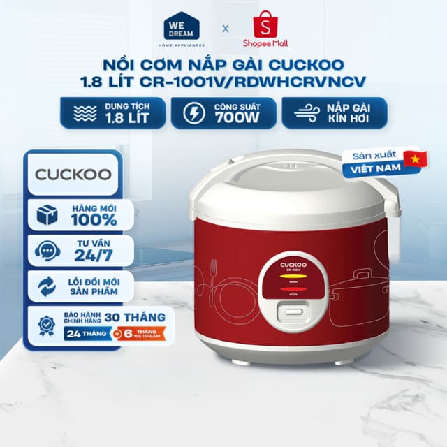 CR-1001V/RDWHCRVNCV - Nồi Cơm Nắp Gài Cuckoo 1.8 Lít CR-1001V/RDWHCRVNCV - Hàng Chính Hãng, Mới 100% - Ảnh 2