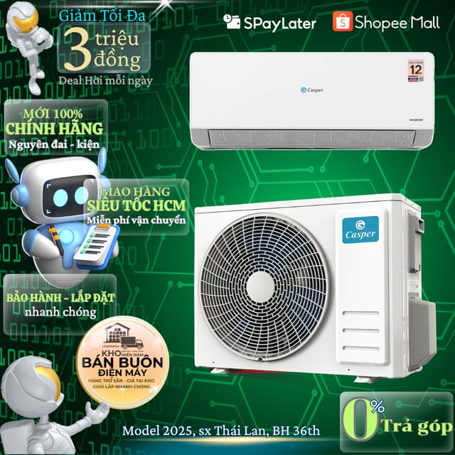 Máy Lạnh Casper Inverter QC-12IU36A – 1.5 HP, Làm Lạnh Nhanh Turbo, Khí Mềm SilkAir, Tiết Kiệm Điện - Ảnh 4