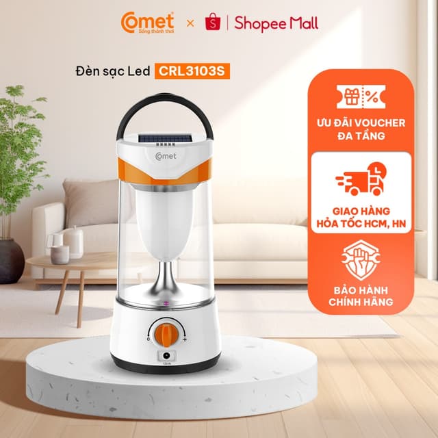 [Hỏa Tốc HCM] Đèn Sạc Tích Điện LED Comet CRL3103S Siêu Sáng 10W - Sạc Điện & Năng Lượng Mặt Trời Dùng đến 25 Giờ - Ảnh 2