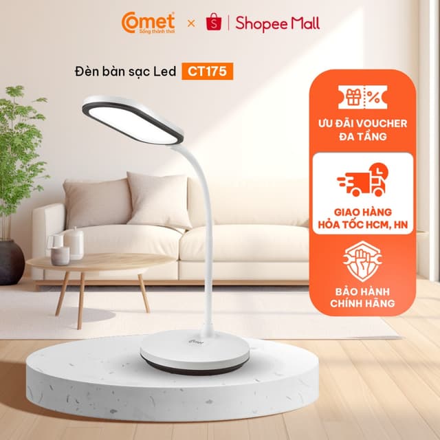 [LIVE] -  Đèn Học LED Comet CT175  5W  Để  Bàn, Chống Cận, Cảm Ứng 3 Màu Ánh Sáng, Pin Sạc Tích Điện - Ảnh 1