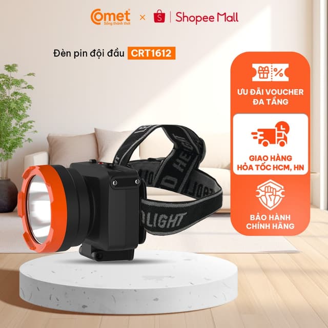 [Vào LIVE - Hỏa tốc HCM/HN] Đèn Pin Sạc  LED Đội Đầu Comet CRT1612 3W Siêu Sáng, Gọn Nhẹ, Pin 900mAh - Ảnh 9