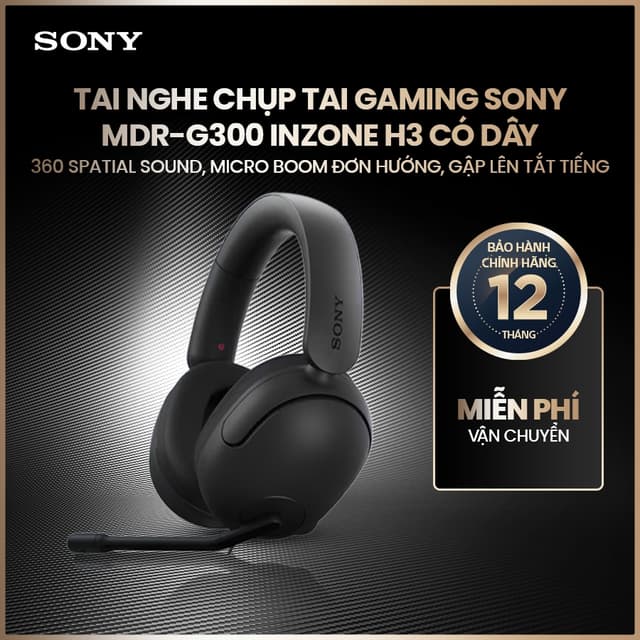 Tai nghe có dây Gaming Sony MDR-G300 INZONE H3, 360 Spatial Sound, micro boom đơn hướng, gập lên tắt tiếng - Ảnh 5