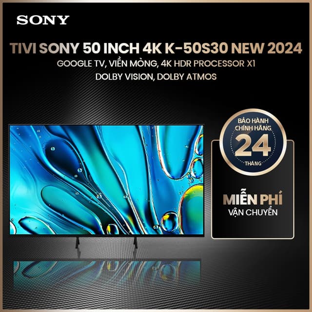 Tivi Sony 50 inch 4K K-50S30 New 2024, Google TV, viền mỏng, 4K HDR Processor X1, Dolby Vision, Dolby Atmos - Ảnh 5