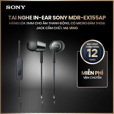 So sánh giá Tai nghe có dây in-ear Sony MDR-EX155AP màng loa 9mm cho âm thanh động, có micro đàm thoại, jack cắm chữ L mạ vàng rẻ nhất?