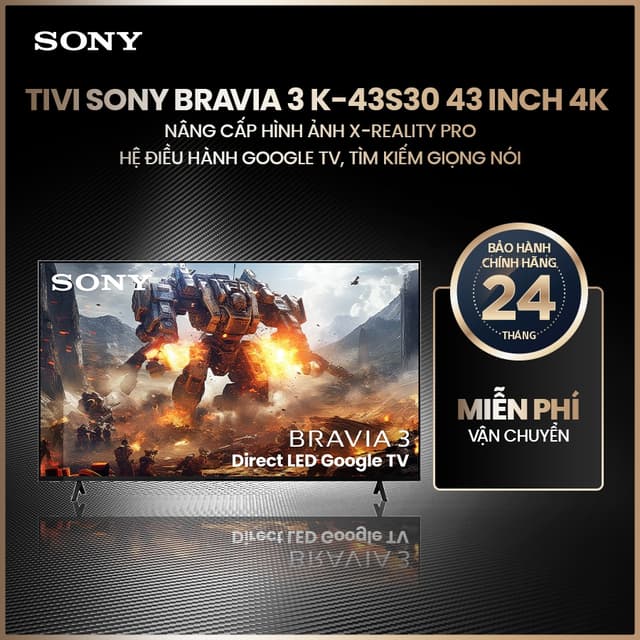 Tivi Sony BRAVIA 3 K-43S30 43 inch 4K nâng cấp hình ảnh X-Reality PRO, hệ điều hành Google TV - Ảnh 9