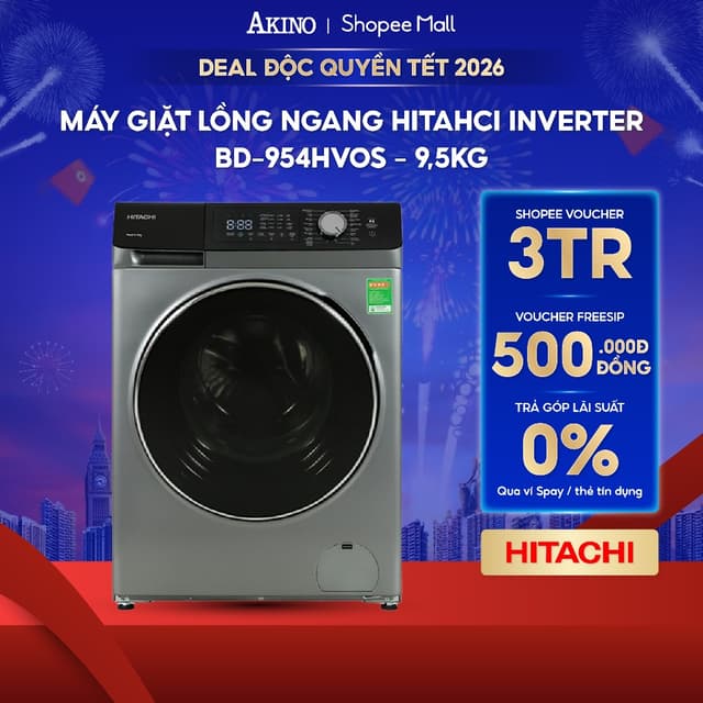 Máy giặt Lồng Ngang Hitachi Inverter 9.5 kg BD-954HVOS - Bảo Hành Chính Hãng - Ảnh 1