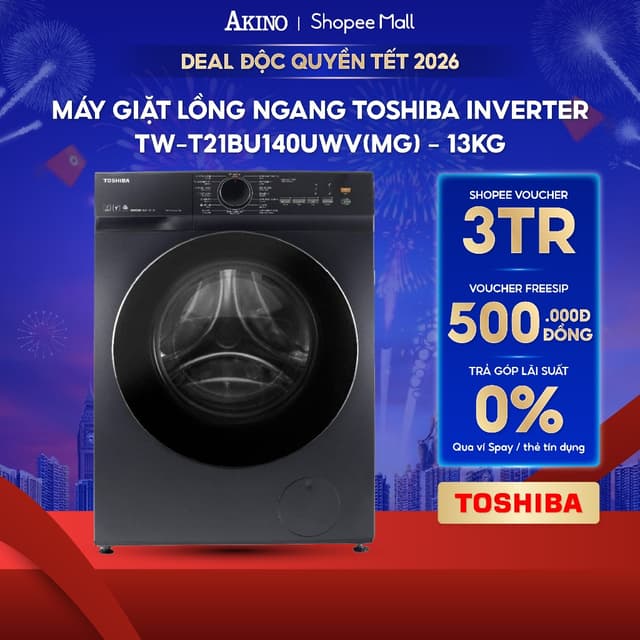 Máy giặt Lồng Ngang Toshiba Inverter 13 kg TW-T21BU140UWV(MG) - Hàng Chính Hãng - Ảnh 5