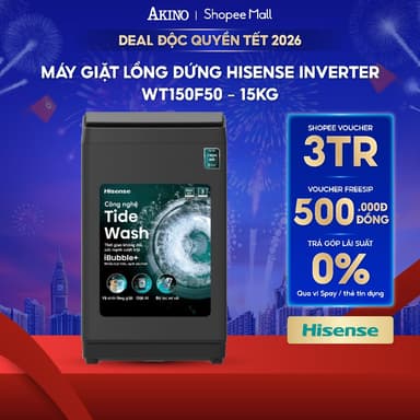 So sánh giá Máy giặt Lồng Đứng Hisense Inverter 15 kg WT150F50 - Hàng Chính Hãng rẻ nhất?
