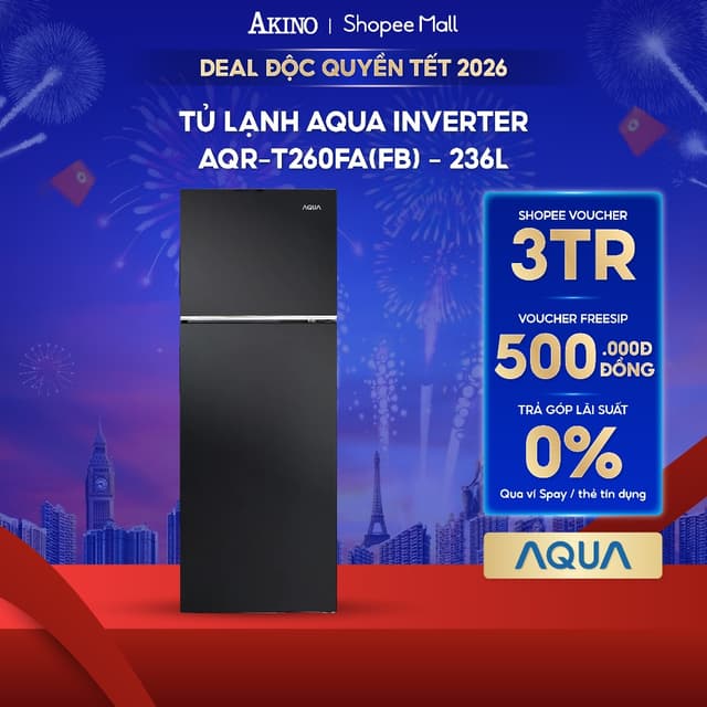 Tủ lạnh Aqua Inverter 236 lít AQR-T260FA(FB) - Hàng Chính Hãng - Ảnh 3
