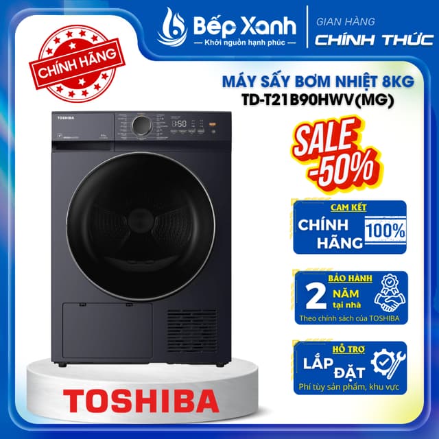 TD-T21B90HWV(MG) - Máy sấy bơm nhiệt Toshiba 8 kg TD-T21B90HWV(MG) - Hàng chính hãng - Ảnh 10