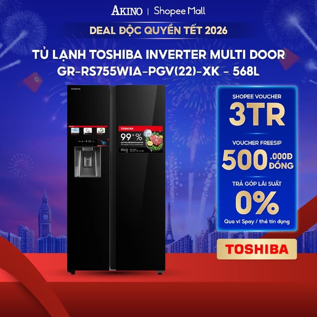 Tủ lạnh Toshiba Inverter 568 lít Side By Side GR-RS755WIA-PGV(22)-XK - Bảo hành chính - Ảnh 6