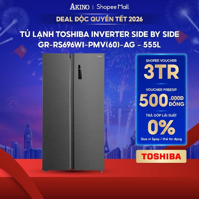 Tủ lạnh Toshiba Inverter 555 lít Side By Side GR-RS696WI-PMV(60)-AG - Bảo hành chính - Ảnh 3