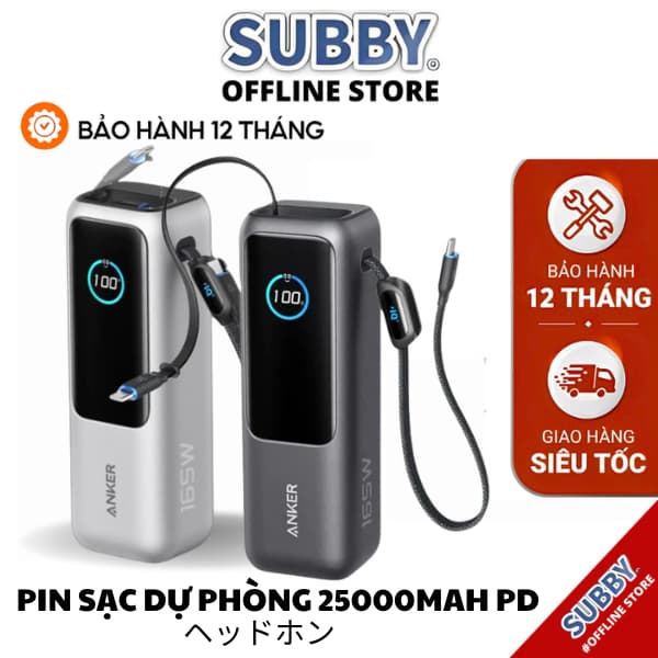 Pin sạc dự phòng 25000mAh PD QC 3.0 165W Anker Zolo A1695 kèm cáp dây rút Type C, Sạc Đa Thiết Bị - Ảnh 11