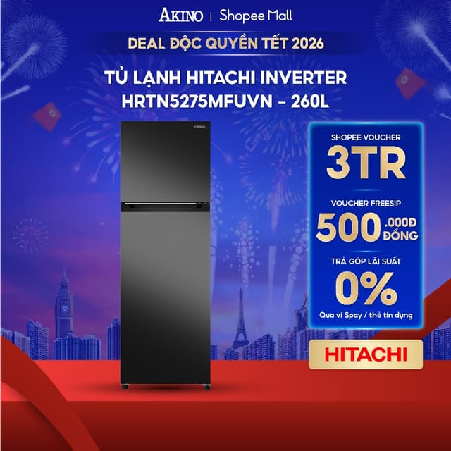 Tủ lạnh Hitachi Inverter 260 lít HRTN5275MFUVN - Hàng Chính Hãng - Ảnh 6