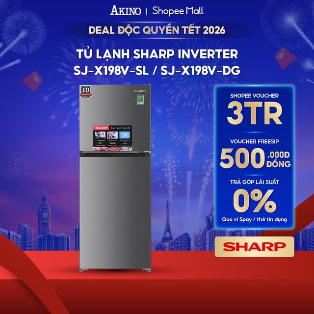 Tủ lạnh Sharp Inverter 181 lít SJ-X198V-SL / SJ-X198V-DG - Hàng Chính Hãng - Ảnh 9