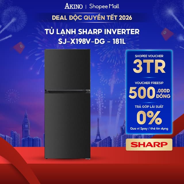 Tủ lạnh Sharp Inverter 181 lít SJ-X198V-DG - Bảo Hành Chính Hãng - Ảnh 4