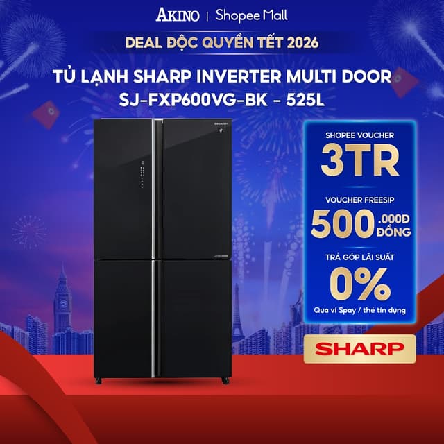 Tủ lạnh Sharp Inverter 525 lít Multi Door SJ-FXP600VG-BK - Hàng Chính Hãng - Ảnh 7