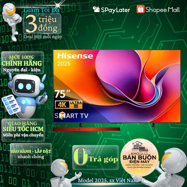 Smart Tivi Hisense 4K 75 inch 75A6Q model 2025, điều khiển giọng nói Tiếng Việt qua app Vidaa - Ảnh 11