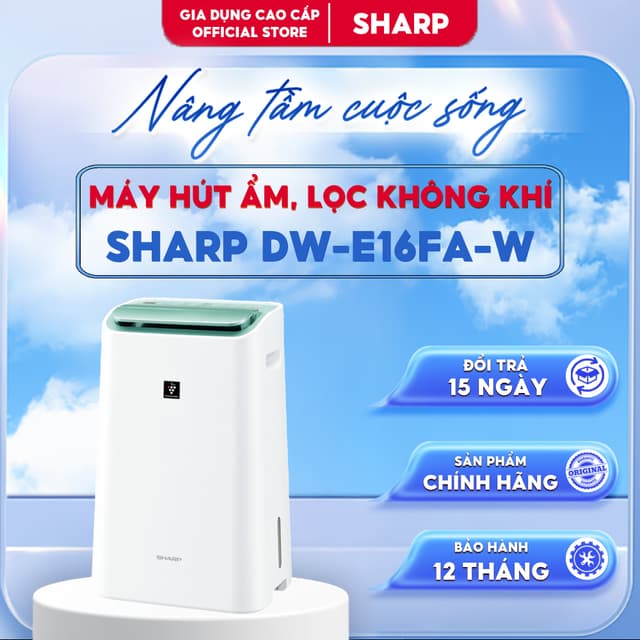 Máy Hút Ẩm, Lọc Không Khí Riêng Biệt SHARP DW-E16FA-W | Công Suất 16L/Ngày Diện Tích 38m² | 3 Màng Lọc | Bảo Hành 1 Năm - Ảnh 6
