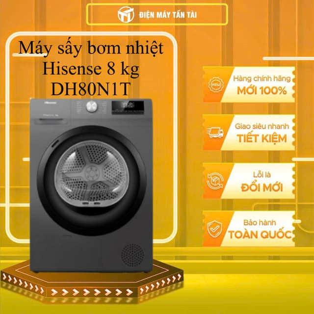 ( TOÀN QUỐC) DH80N1T - Máy sấy bơm nhiệt Hisense 8 kg DH80N1T - Ảnh 3
