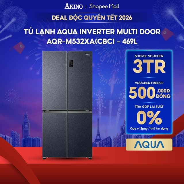 Tủ lạnh Aqua Multi Door Inverter 469 lít AQR-M532XA(CBC) - Hàng Chính Hãng - Ảnh 4