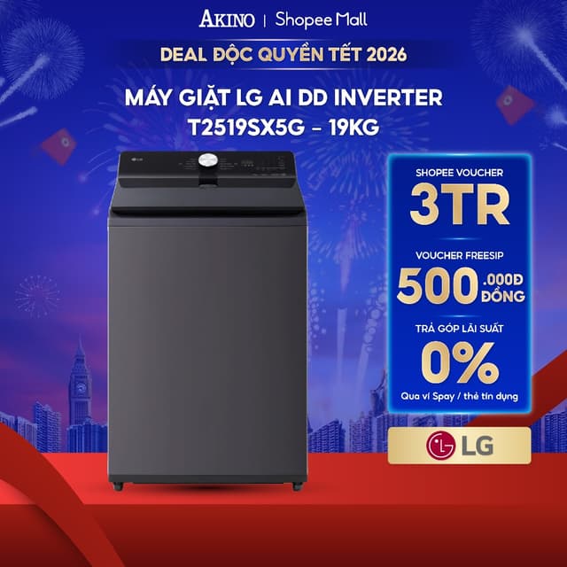 Máy giặt Lồng Đứng LG AI DD Inverter 19 kg T2519SX5G - Hàng Chính Hãng - Ảnh 5
