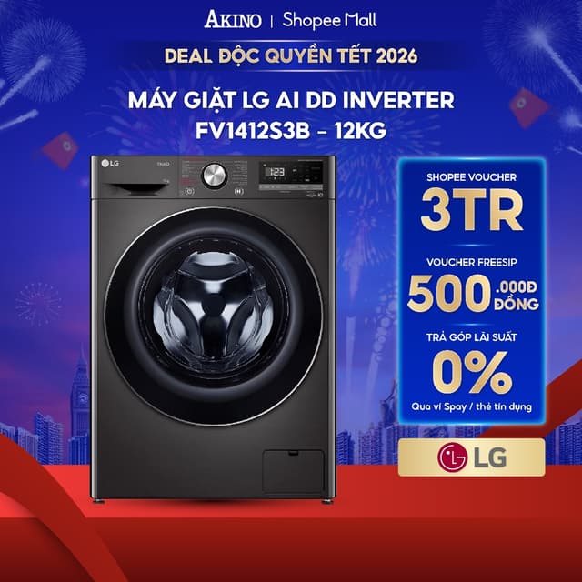 Máy giặt Lồng Ngang LG AI DD Inverter 12 kg FV1412S3B - Hàng Chính Hãng - Ảnh 1
