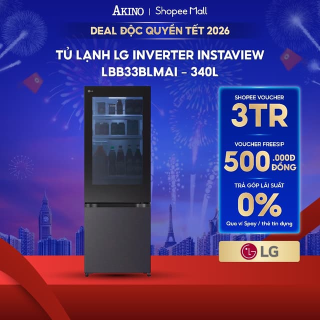 Tủ lạnh LG Inverter InstaView 340 lít LBB33BLMAI - Hàng Chính Hãng - Ảnh 5