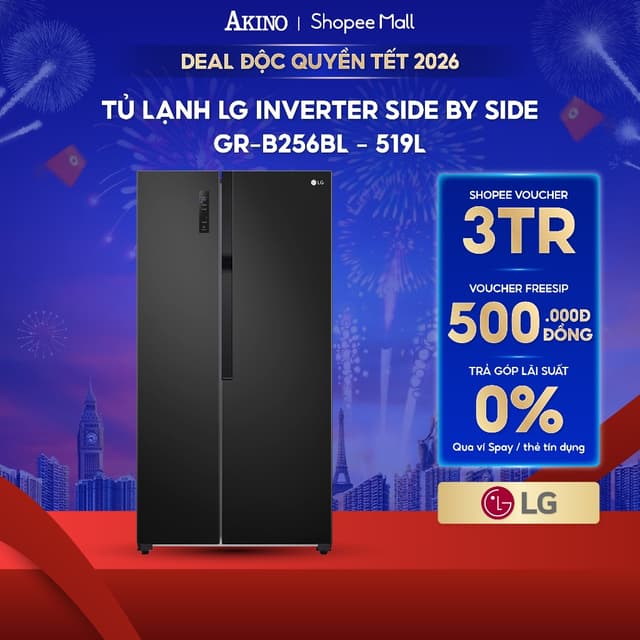 Tủ lạnh LG Inverter 519 lít Side By Side GR-B256BL - Hàng Chính Hãng - Ảnh 3