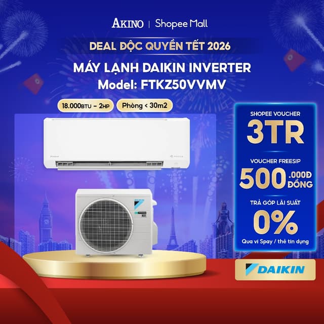 FTKZ50VVMV I Máy Lạnh Daikin Inverter Tiết Kiệm Điện 18.000BTU/2.0 HP/2Ngựa Model 2021 - Ảnh 11