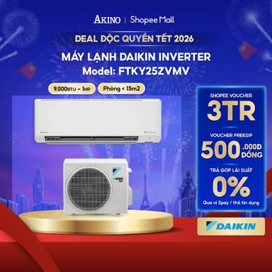 So sánh giá FTKY25ZVMV I Máy Lạnh Daikin Inverter Tiết Kiệm Điện 9.000BTU/1.0 HP/1.0Ngựa Model 2025 rẻ nhất?