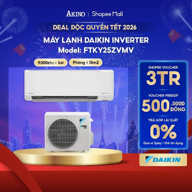 FTKY25ZVMV I Máy Lạnh Daikin Inverter Tiết Kiệm Điện 9.000BTU/1.0 HP/1.0Ngựa Model 2025 - Ảnh 8