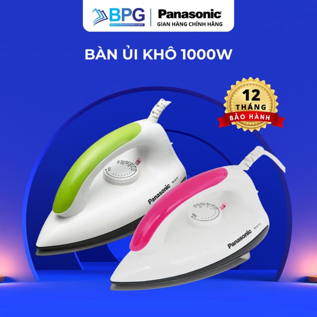 Bàn Ủi Khô Panasonic NI-317TVRA / NI-317TXRA 1000W – Mặt Nhôm Chống Dính, Chống Xước – Chính Hãng - Ảnh 1