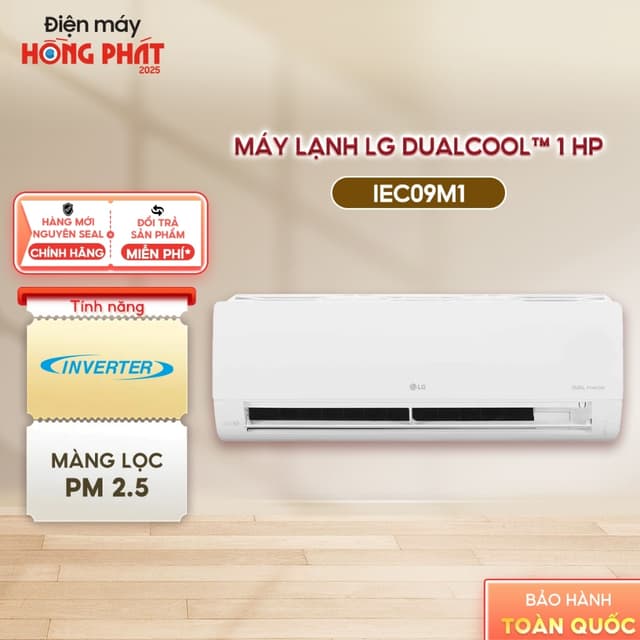 [Giao-Lắp HCM/Cần Thơ] Máy Lạnh Lg Inverter 1 Hp IEC09M1 - Điều Hòa 1 Chiều - Tiết Kiệm Điện - Ảnh 1