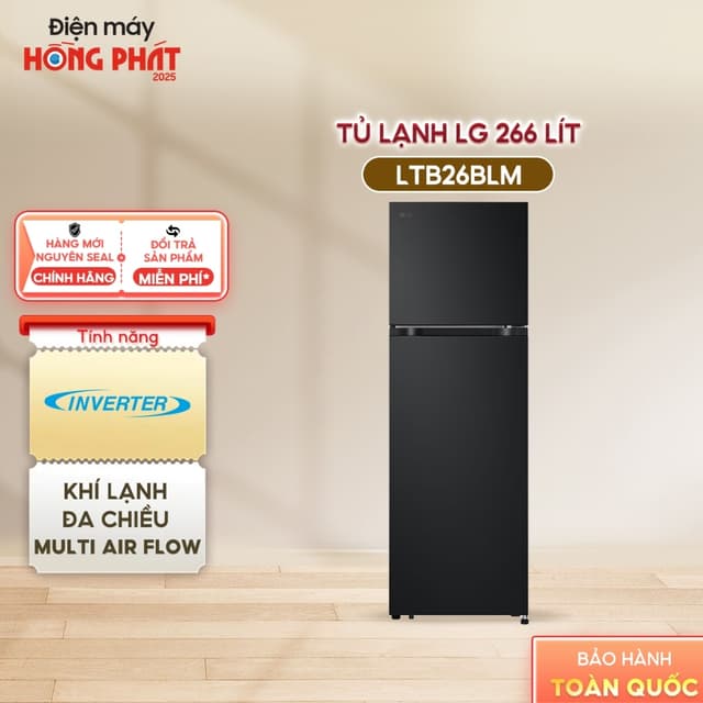 [Freeship HCM/Cần Thơ] - Tủ lạnh LG Inverter 266 Lít LTB26BLM - Ngăn Đá Trên - Luồng Khí Lạnh Đa Chiều Multi Air Flow - Ảnh 3