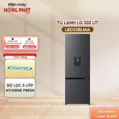 So sánh giá [Freeship HCM/Cần Thơ] - Tủ Lạnh LG Inverter 332 Lít LBD33BLMA - Ngăn Đá Dưới - Ngăn Đông Mềm rẻ nhất?