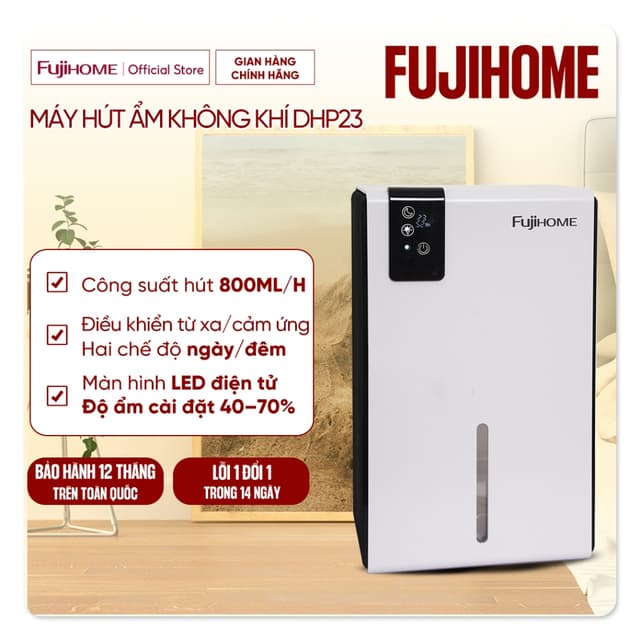 Máy hút ẩm mini Fujihome DHP23-MINI công nghệ Peltier Lõi Kép điều khiển từ xa khử ẩm phòng ngủ, tủ quần áo, tủ giày - Ảnh 1