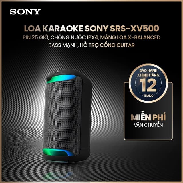 Loa Karaoke Sony SRS-XV500 pin 25 giờ, chống nước IPX4, màng loa X-Balanced bass mạnh - Ảnh 8