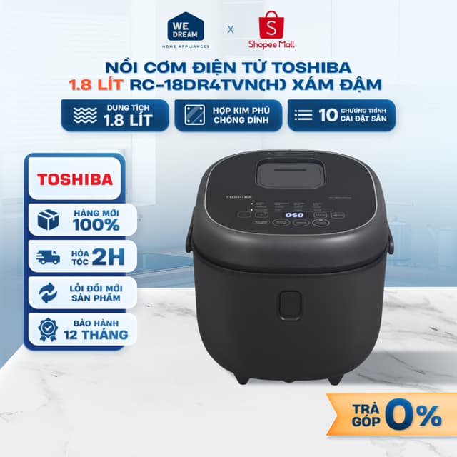 RC-18DR4TVN(H) - Nồi Cơm Điện Tử Toshiba 1.8 Lít RC-18DR4TVN(H) Xám Đậm - Hàng Chính Hãng, Mới 100% - Ảnh 3