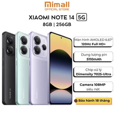 So sánh giá Điện thoại Xiaomi Redmi Note 14 [5G] 8GB/256GB - Hàng chính hãng - Bảo hành 18T rẻ nhất?