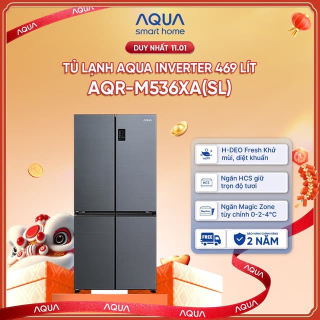 Tủ lạnh Aqua Inverter 469 lít Multi Door AQR-M536XA(SL) - Bảo hành chính hãng 2 năm - Freeship toàn quốc - Ảnh 11