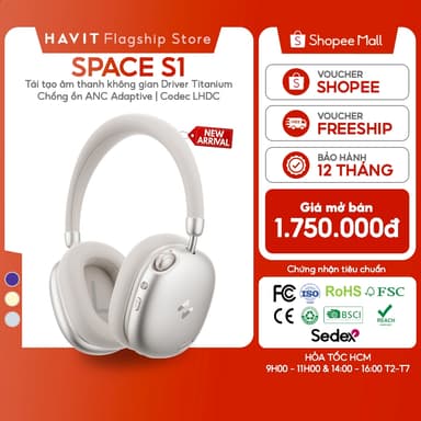 So sánh giá Tai nghe Bluetooth Headphone Havit Space S1 | Adaptive ANC 45dB | Driver Peek Titanium | Codec LHDC | Bluetooth 6.0 rẻ nhất?