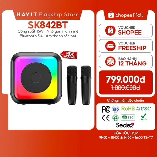 Loa Karaoke Di Động Havit SK842BT Công Suất 15W |  | Bluetooth 5.4 - Ảnh 1