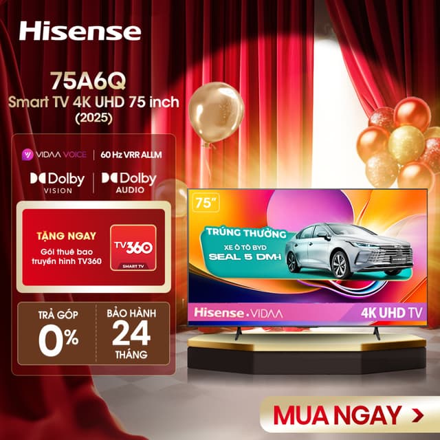 |Miễn phí vận chuyển| Smart Tivi Hisense 4K UHD 75 inch 75A6Q, Bảo hành 2 năm - Ảnh 2