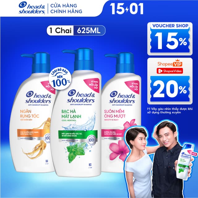 Dầu Gội Sạch Gàu HEAD&SHOULDERS Bạc Hà/ Giảm Ngứa Da Đầu/ Suôn Mềm/ Hương Chanh/ Sạch Sâu/ Làm Sạch Vi Khuẩn Chai 625ML - Ảnh 12
