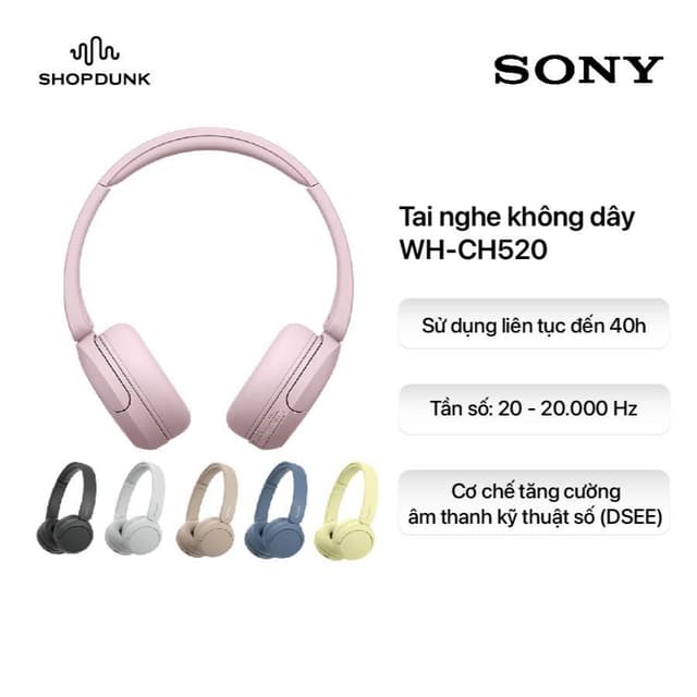 Tai Nghe Không Dây Bluetooth Chụp Tai Sony WH-CH520 - Ảnh 1