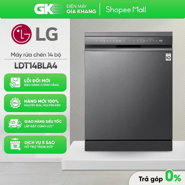 LDT14BLA4 - Máy Rửa Chén Độc Lập LG Quadwash TrueSteam™ Màu đen - Điều Khiển Cảm Ứng (14 bộ châu Âu) [Toàn Quốc] - Ảnh 5