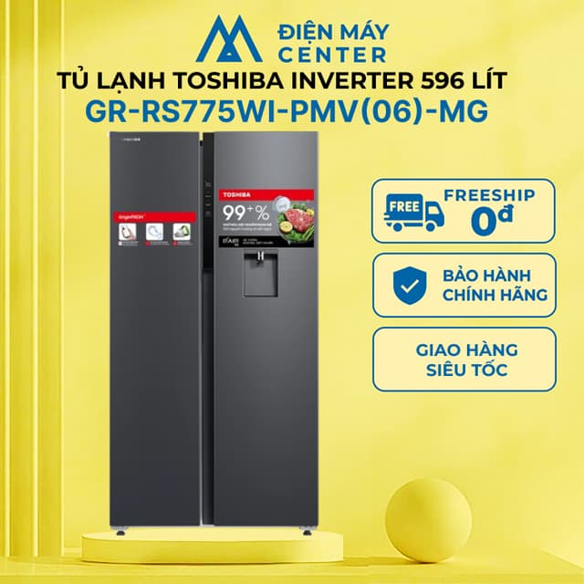 Tủ lạnh Toshiba Inverter 596 lít Side By Side GR-RS775WI-PMV(06)-MG - Miễn phí giao hàng - Bảo hành 24 tháng chính hãng - Ảnh 8