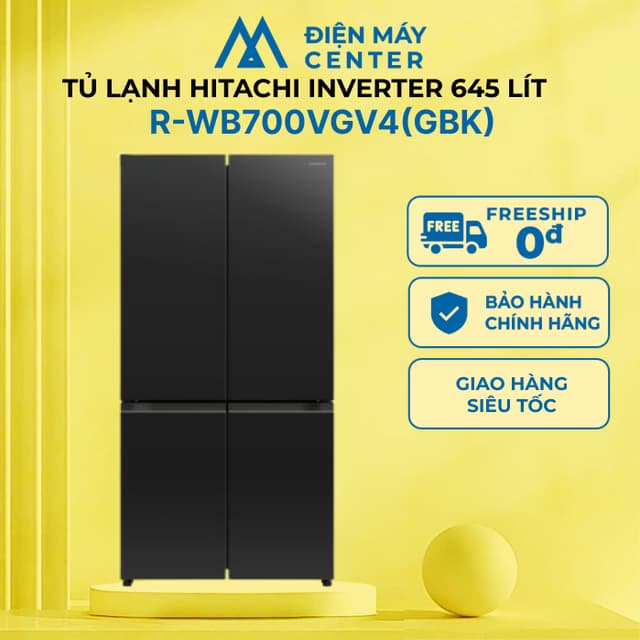 Tủ lạnh Hitachi Inverter 645 lít Multi Door R-WB700VGV4(GBK) - Điều khiển cảm ứng - Làm đá tự động - Ngăn hút chân không - Ảnh 2