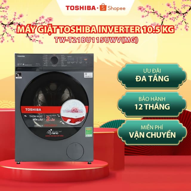 [FREESHIP HCM] Máy giặt Toshiba Inverter 10.5 kg TW-T21BU115UWV(MG) - Bảo hành 2 năm tại nhà - Ảnh 7